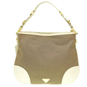 Prada bag logo One leather brown Shoulder canvas jacquard hobo Hobo